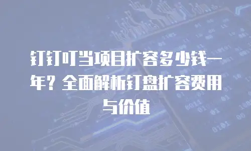 钉钉叮当项目扩容多少钱一年？全面解析钉盘扩容费用与价值