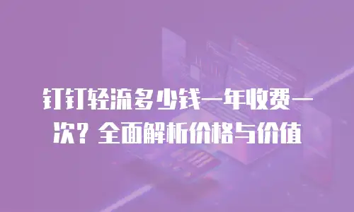 钉钉轻流多少钱一年收费一次？全面解析价格与价值