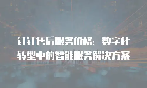 钉钉售后服务价格：数字化转型中的智能服务解决方案