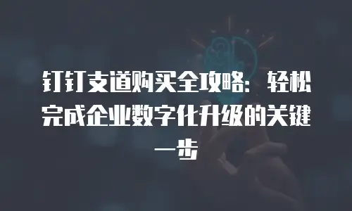 钉钉支道购买全攻略：轻松完成企业数字化升级的关键一步