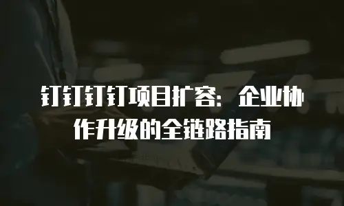 钉钉钉钉项目扩容：企业协作升级的全链路指南