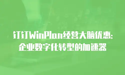 钉钉WinPlan经营大脑优惠：企业数字化转型的加速器
