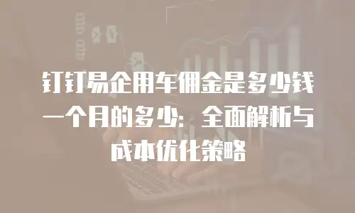 钉钉易企用车佣金是多少钱一个月的多少：全面解析与成本优化策略