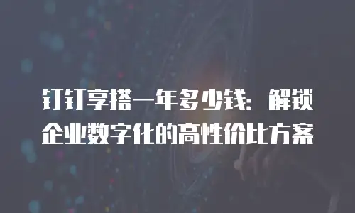 钉钉享搭一年多少钱：解锁企业数字化的高性价比方案