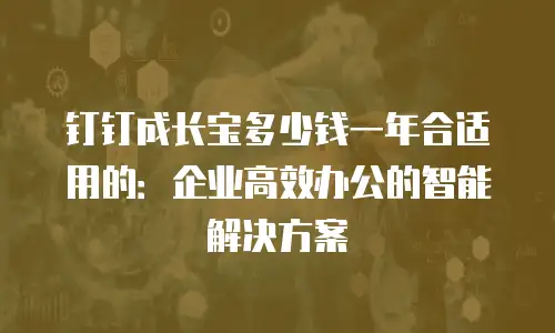 钉钉成长宝多少钱一年合适用的：企业高效办公的智能解决方案