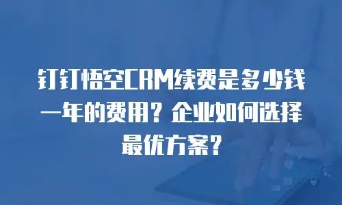 钉钉悟空CRM续费是多少钱一年的费用？企业如何选择最优方案？