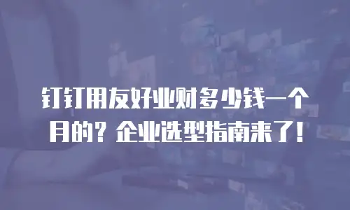 钉钉用友好业财多少钱一个月的？企业选型指南来了！