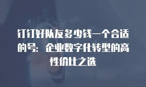 钉钉好队友多少钱一个合适的号：企业数字化转型的高性价比之选