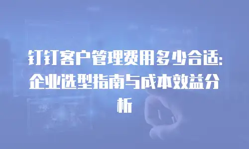 钉钉客户管理费用多少合适：企业选型指南与成本效益分析