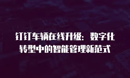 钉钉车辆在线升级：数字化转型中的智能管理新范式