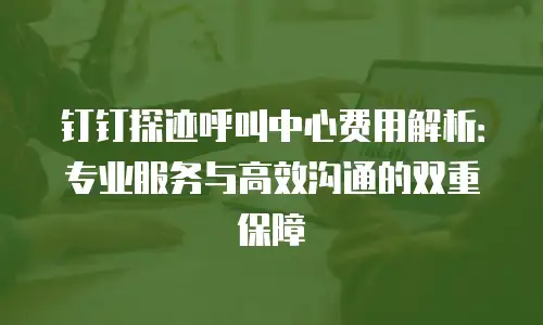 钉钉探迹呼叫中心费用解析：专业服务与高效沟通的双重保障