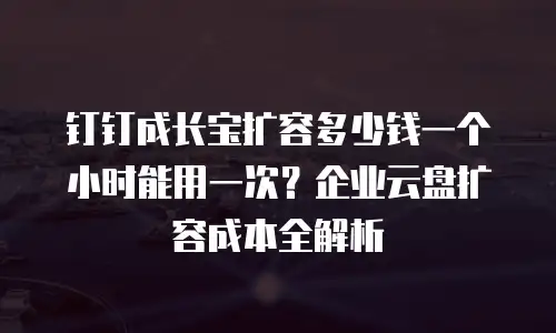 钉钉成长宝扩容多少钱一个小时能用一次？企业云盘扩容成本全解析