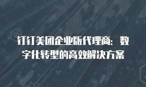 钉钉美团企业版代理商：数字化转型的高效解决方案