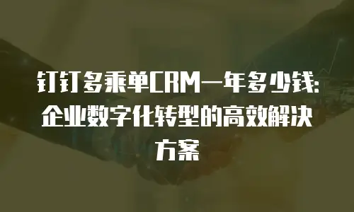 钉钉多乘单CRM一年多少钱：企业数字化转型的高效解决方案