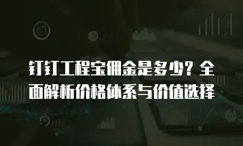 钉钉工程宝佣金是多少？全面解析价格体系与价值选择