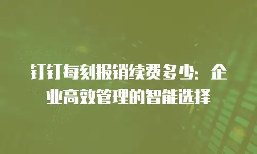 钉钉每刻报销续费多少：企业高效管理的智能选择