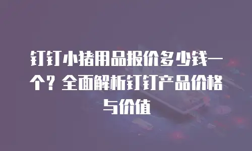 钉钉小猪用品报价多少钱一个？全面解析钉钉产品价格与价值
