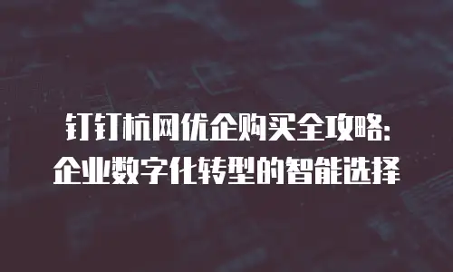 钉钉杭网优企购买全攻略：企业数字化转型的智能选择