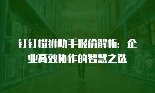钉钉橙狮助手报价解析：企业高效协作的智慧之选
