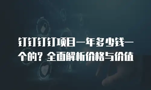 钉钉钉钉项目一年多少钱一个的？全面解析价格与价值