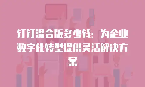 钉钉混合版多少钱：为企业数字化转型提供灵活解决方案