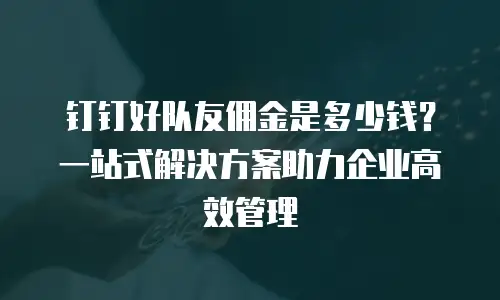 钉钉好队友佣金是多少钱？一站式解决方案助力企业高效管理