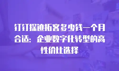 钉钉探迹拓客多少钱一个月合适：企业数字化转型的高性价比选择