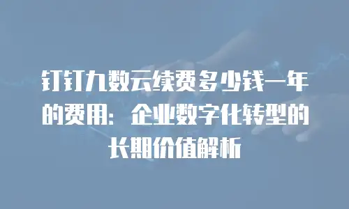 钉钉九数云续费多少钱一年的费用：企业数字化转型的长期价值解析