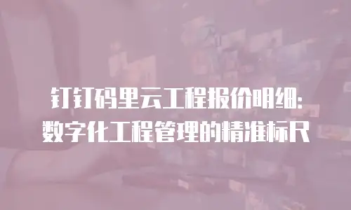 钉钉码里云工程报价明细：数字化工程管理的精准标尺