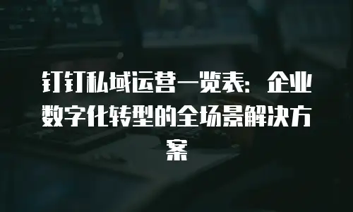 钉钉私域运营一览表：企业数字化转型的全场景解决方案