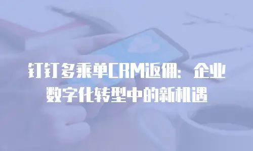 钉钉多乘单CRM返佣：企业数字化转型中的新机遇
