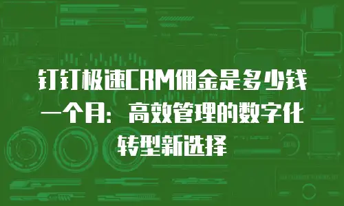 钉钉极速CRM佣金是多少钱一个月：高效管理的数字化转型新选择