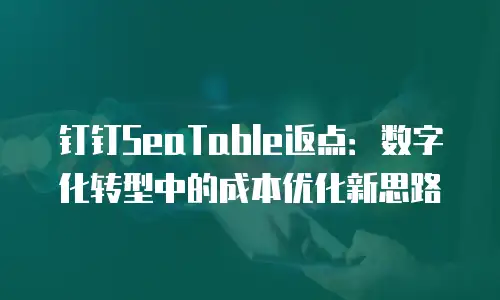 钉钉SeaTable返点：数字化转型中的成本优化新思路