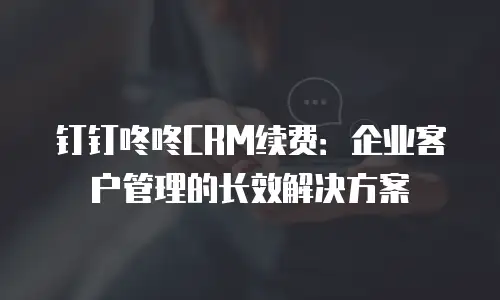 钉钉咚咚CRM续费：企业客户管理的长效解决方案