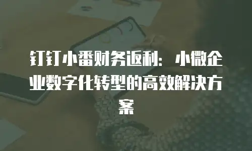 钉钉小番财务返利：小微企业数字化转型的高效解决方案