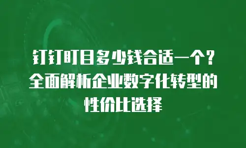 钉钉盯目多少钱合适一个？全面解析企业数字化转型的性价比选择