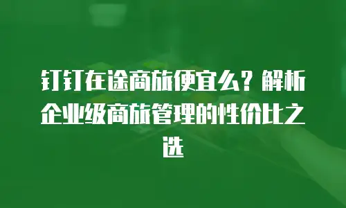 钉钉在途商旅便宜么？解析企业级商旅管理的性价比之选