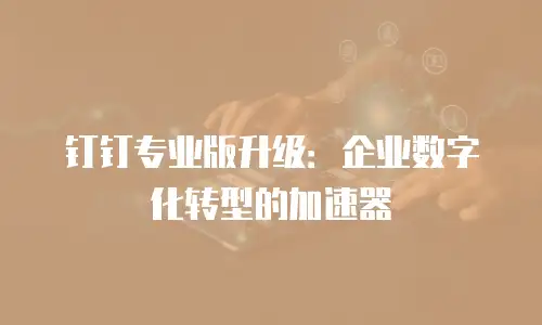 钉钉专业版升级：企业数字化转型的加速器