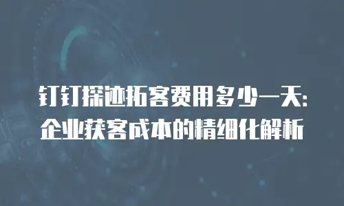 钉钉探迹拓客费用多少一天：企业获客成本的精细化解析
