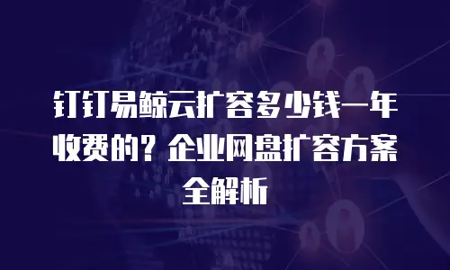钉钉易鲸云扩容多少钱一年收费的？企业网盘扩容方案全解析