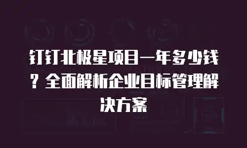 钉钉北极星项目一年多少钱？全面解析企业目标管理解决方案