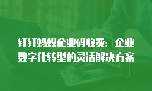 钉钉蚂蚁企业码收费：企业数字化转型的灵活解决方案