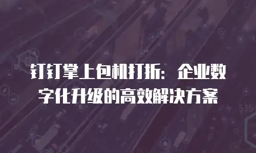 钉钉掌上包机打折：企业数字化升级的高效解决方案