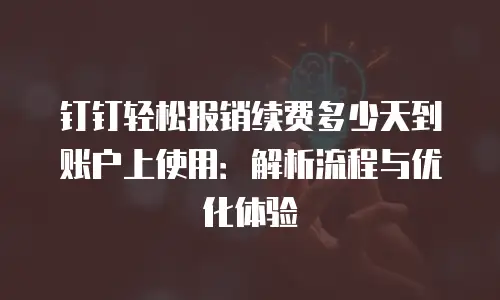 钉钉轻松报销续费多少天到账户上使用：解析流程与优化体验