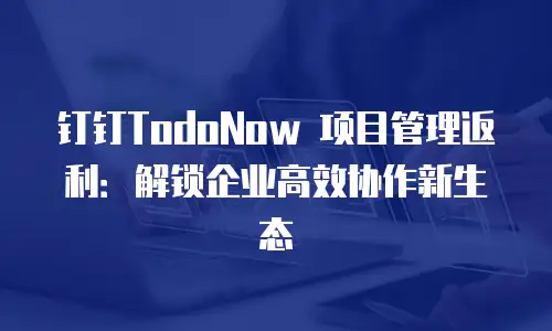钉钉TodoNow 项目管理返利：解锁企业高效协作新生态
