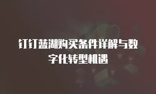 钉钉蓝湖购买条件详解与数字化转型机遇