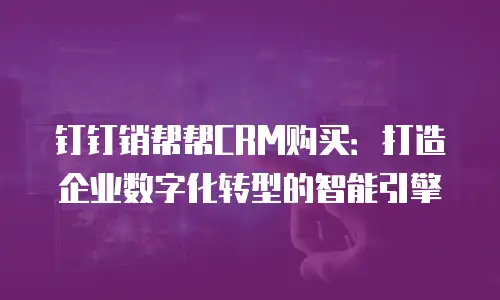 钉钉销帮帮CRM购买：打造企业数字化转型的智能引擎