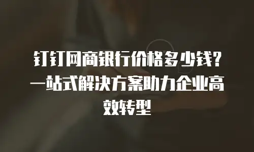 钉钉网商银行价格多少钱？一站式解决方案助力企业高效转型