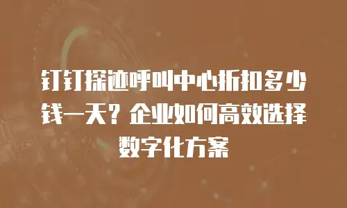 钉钉探迹呼叫中心折扣多少钱一天？企业如何高效选择数字化方案