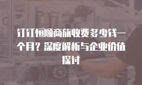 钉钉恒顺商旅收费多少钱一个月？深度解析与企业价值探讨